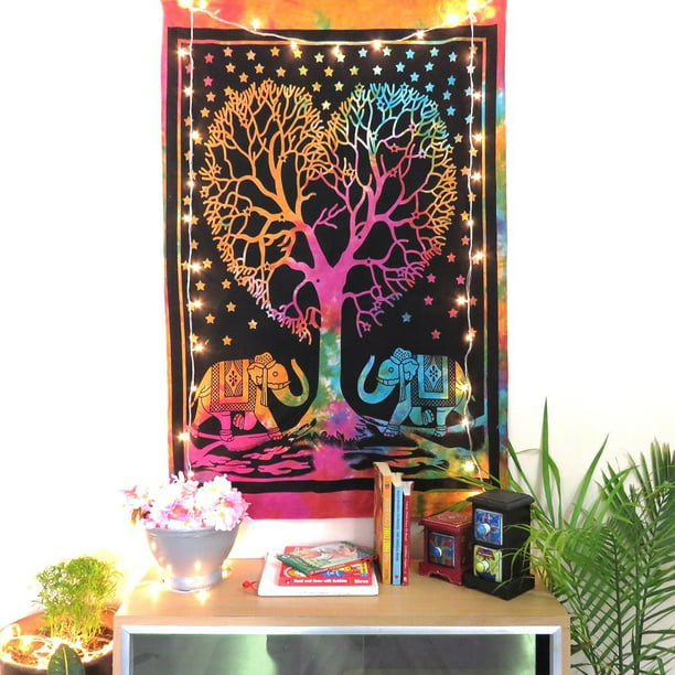Tree of Life Cotton Tapestry Animal Print Wall Hanging Decor Queen Décor Art